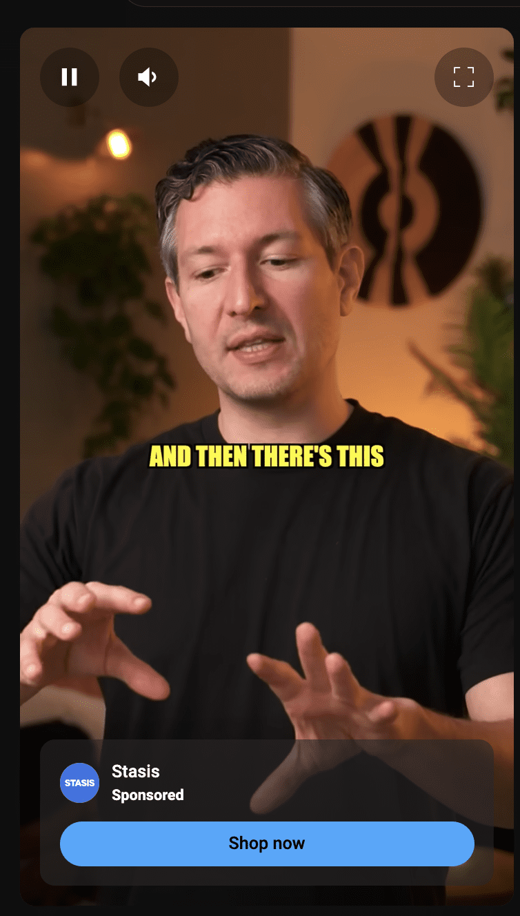 Stasis ad inside VidTao ad intelligence tool