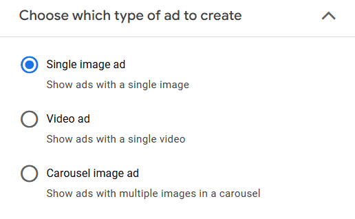 choose which type of the ad to create